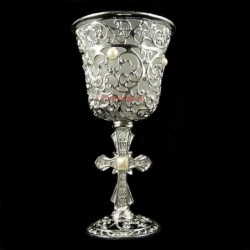 Obiecte bisericesti | Candela de masa metalic argintiu 17cm | 15114