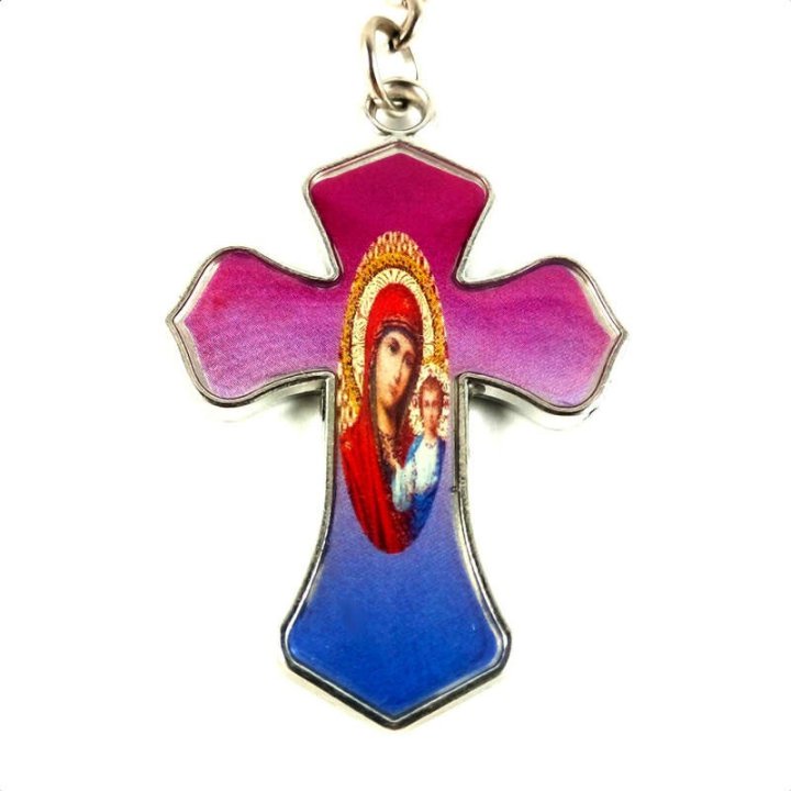 Obiecte bisericesti | Breloc cu cruce si Icoana Maicii Domnului aplicata | 11530