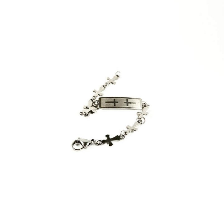 Obiecte bisericesti | Bratara lant metalic cruciulite de inox | 11011