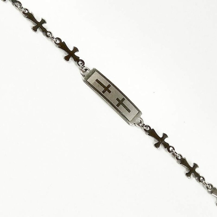 Obiecte bisericesti | Bratara lant metalic cruciulite de inox | 11011