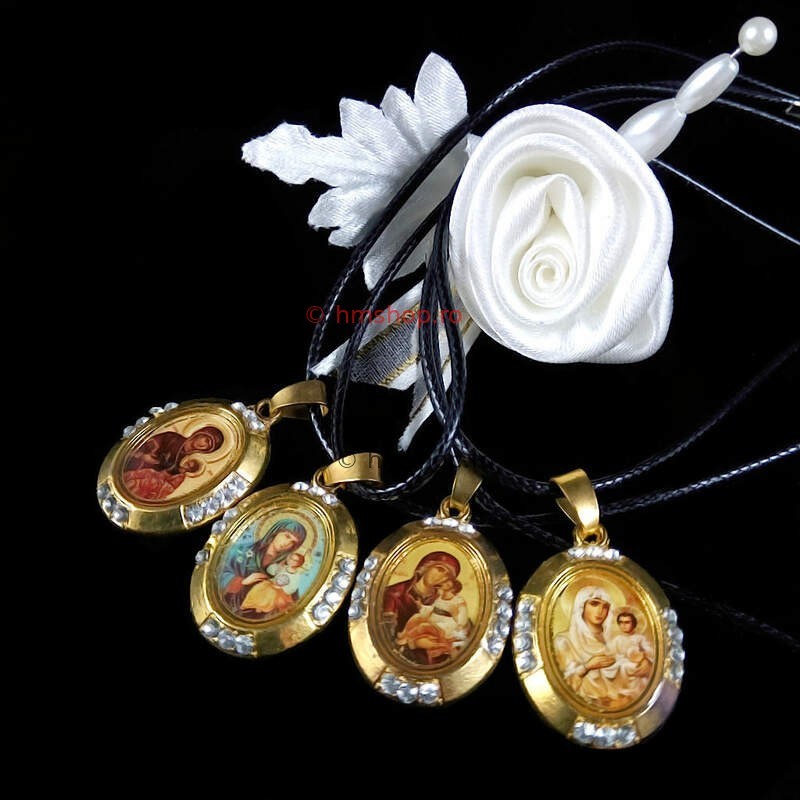 Obiecte bisericesti | Colier medalion oval Icoana Maicii Domnului | 11817