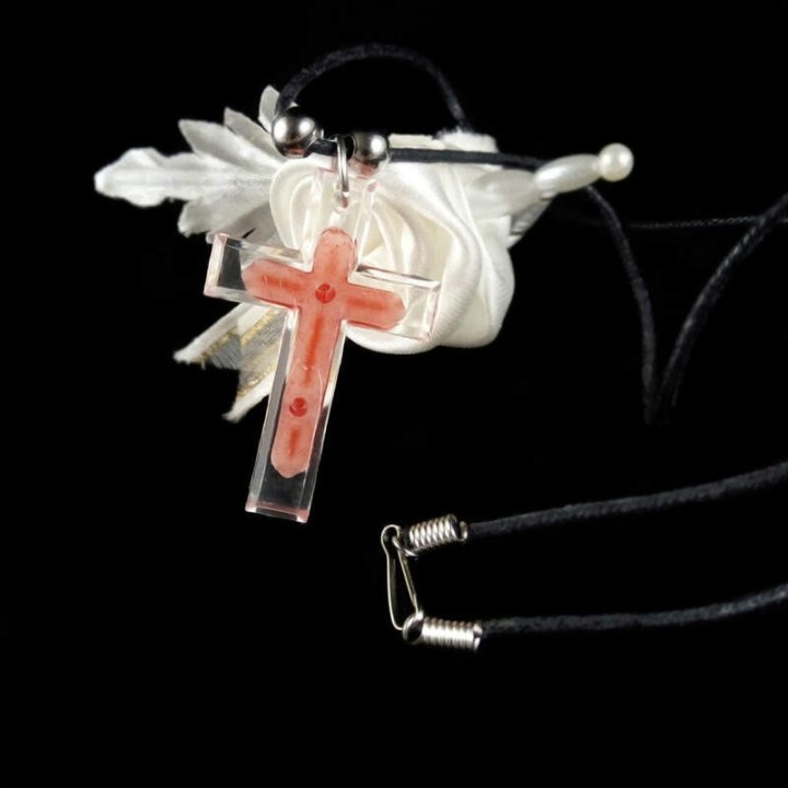 Obiecte bisericesti | Colier cruce din plastic transparent | 11832