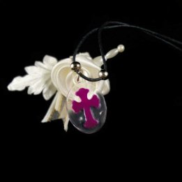 Obiecte bisericesti | Colier medalion oval din plastic transparent  | 11833
