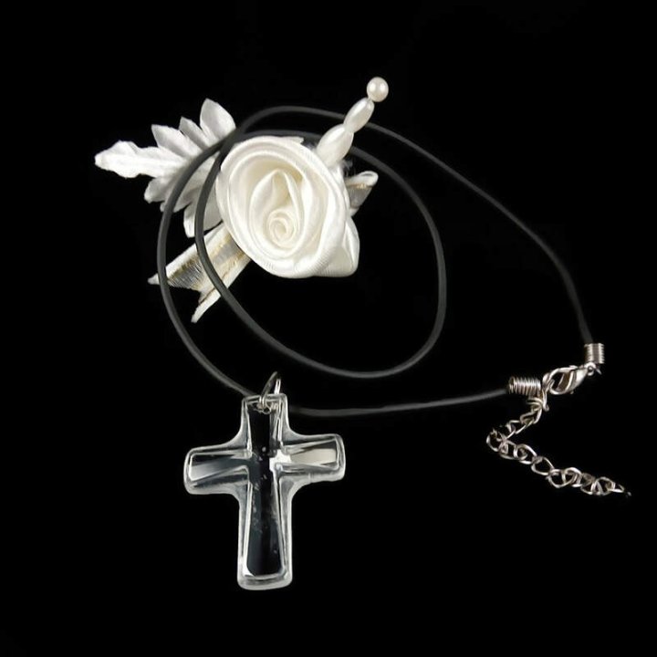 Obiecte bisericesti | Colier cruce din plastic transparent | 11834