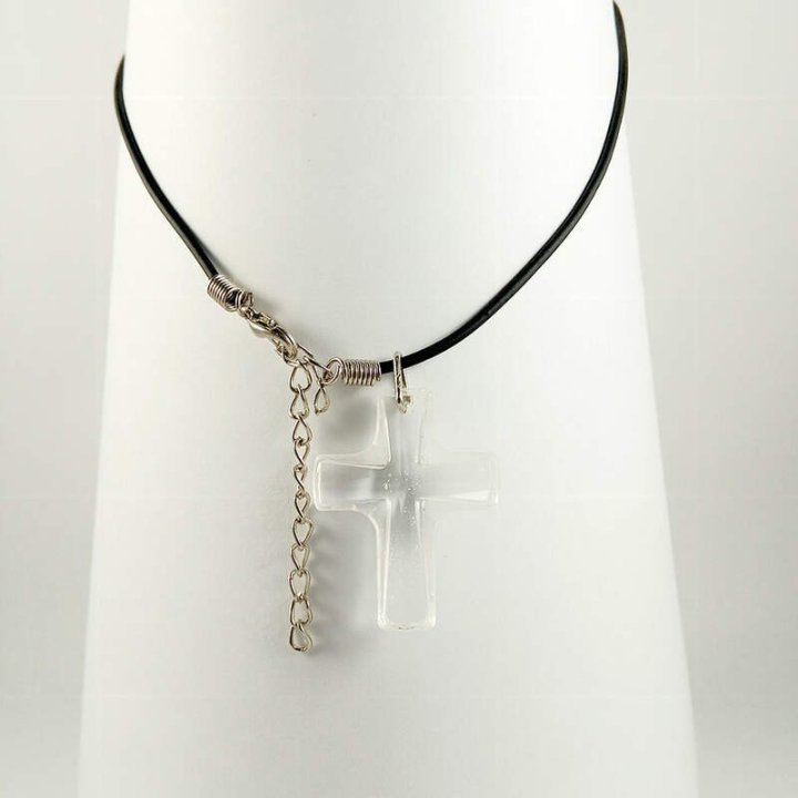 Obiecte bisericesti | Colier cruce din plastic transparent | 11834
