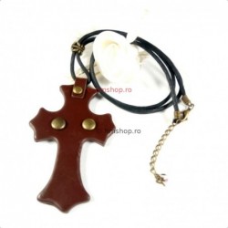 Obiecte bisericesti | Colier cruce din piele | 11837