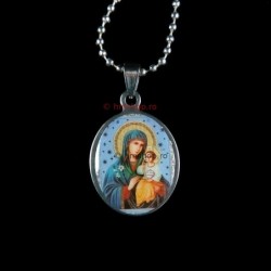 Obiecte bisericesti | Colier medalion oval din inox | 11854