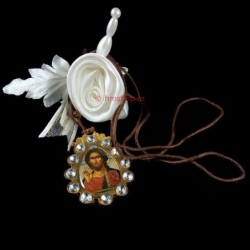 Obiecte bisericesti | Colier medalion metalic oval cu iconita | 11868