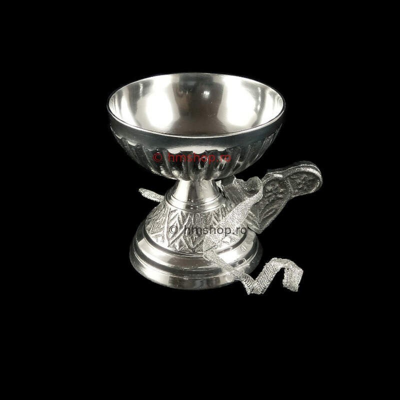 Obiecte bisericesti | Catuie metalic argintiu aluminiu 8cm | 15205