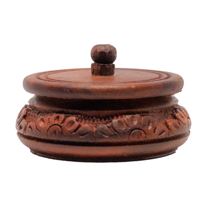 Cutie Rotunda Caseta Cu Capac, Sculptata 5,5cm