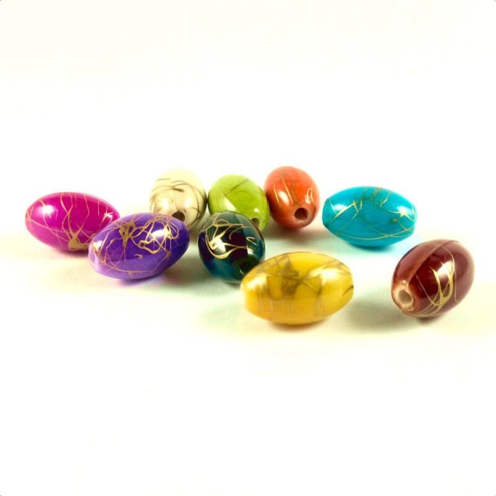 Handmade bile | Margele ovale de trecere 15mm | 6279