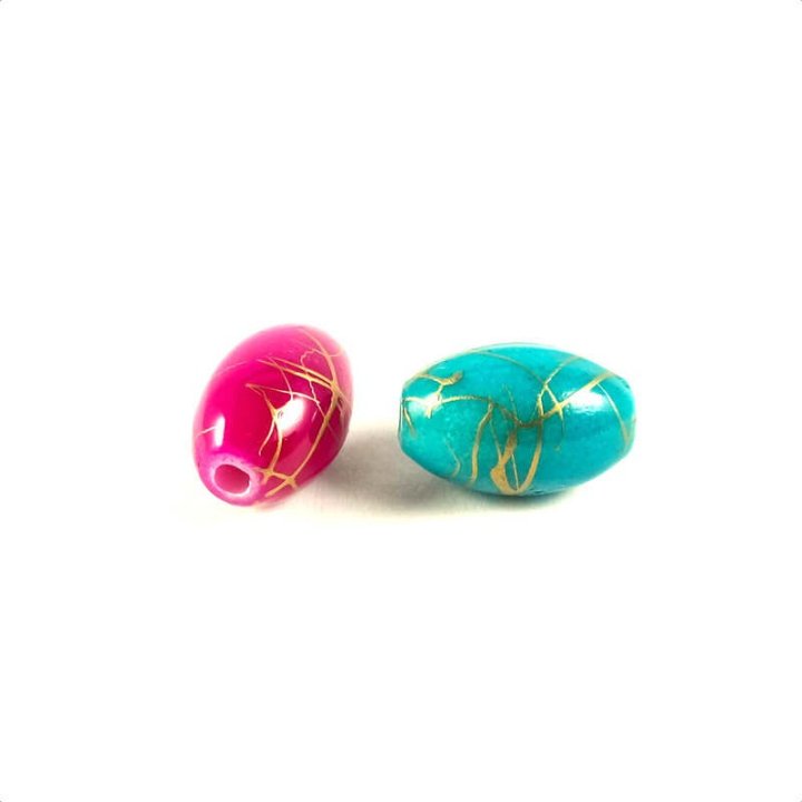 Handmade bile | Margele ovale de trecere 15mm | 6279