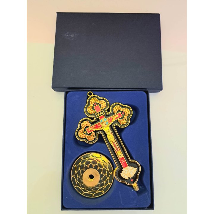 Crucifix metalic cu email