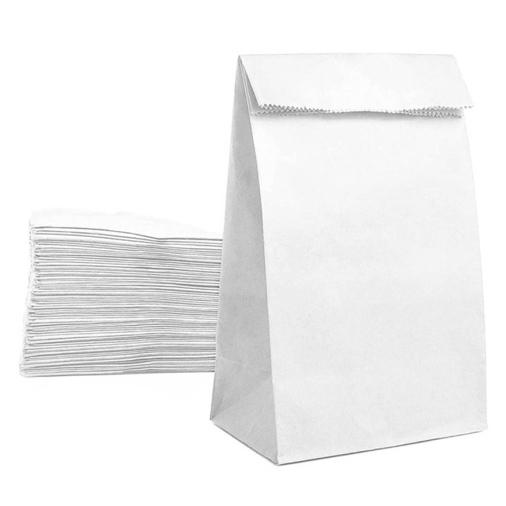 Set 50 pungi albe din hartie 21x12x7cm