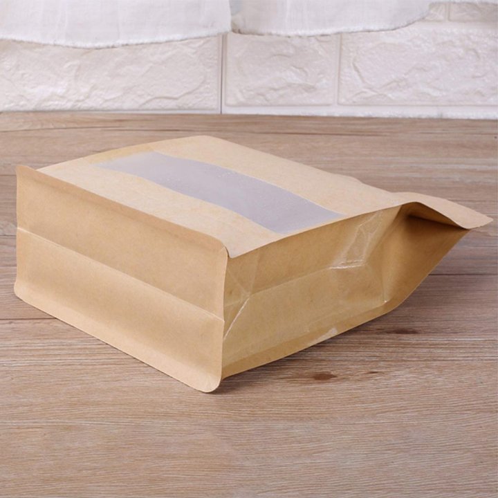 Pungi stand-up cu fund plat, fermoar si fereastra 14x24x6cm