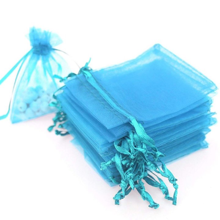 Săculeți organza dreptunghiulari 7x9cm (set 50 buc) - Turcoaz