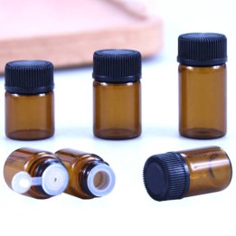 Sticluță ambră cu picurător și capac 5ml