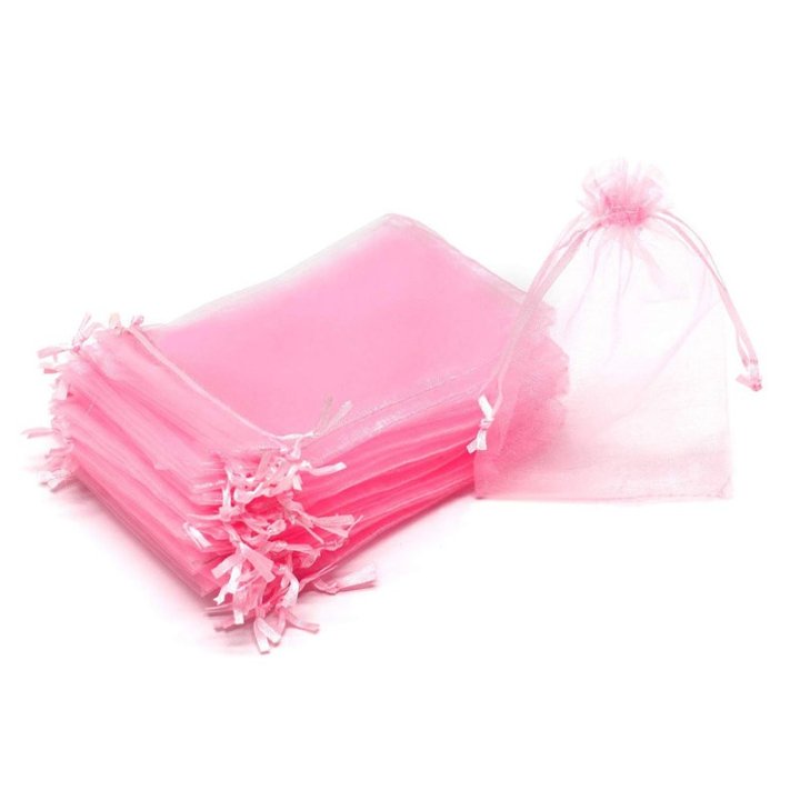 Săculeți organza dreptunghiulari 9x12cm (set 50 buc) - Roz