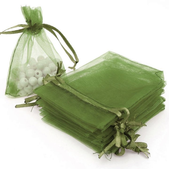Săculeți organza dreptunghiulari 9x12cm (set 50 buc) - Verde