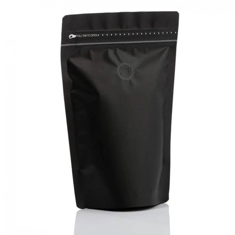 Pungi negre stand-up cu supapă și fermoar 12X20X7cm