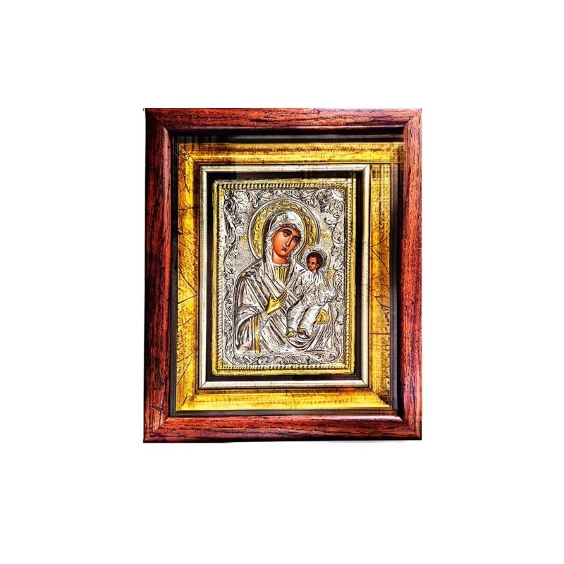 Icoană argintată cu  Maica Domnului