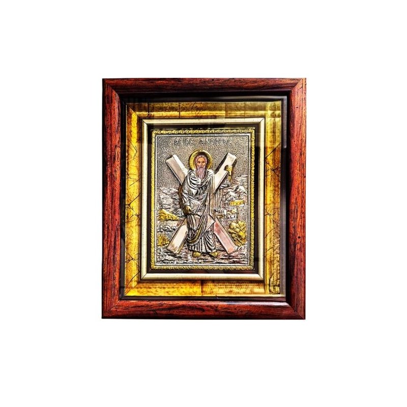 Icoană argintată cu  Sfantul Andrei