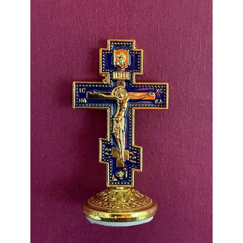 Crucifix auriu cu email