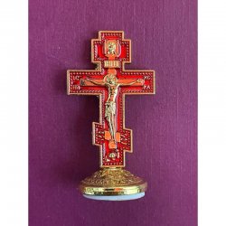 Crucifix auriu cu email