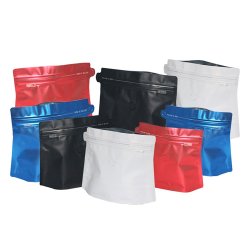 Pungi albe, stand-up cu valva si fermoar