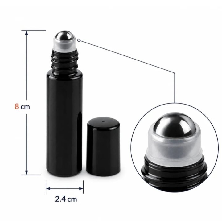 Sticluță neagră cu roll-on 10ml