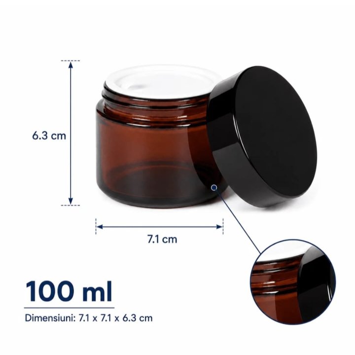 Recipient rotund ambre cu capac 100ml