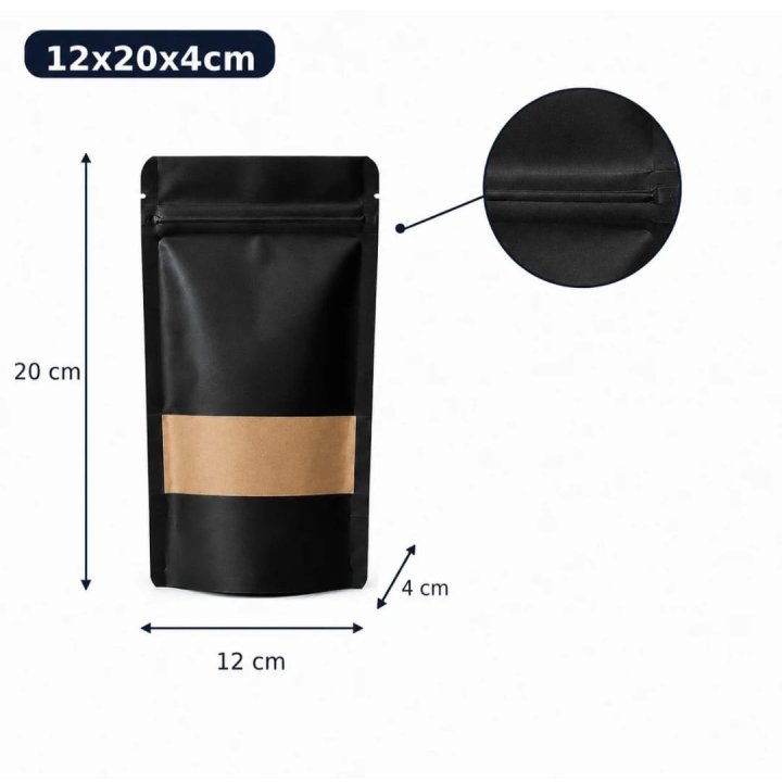 Pungi stand up 20x30x5cm -reutilizabile cu fereastră și fermoar - 50buc/set