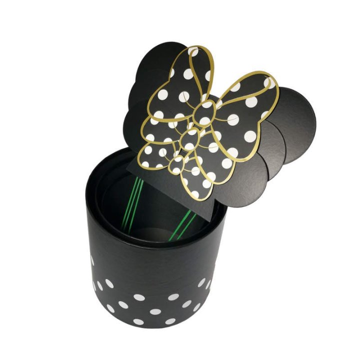 Set 3 cutii rotunde cu buline - negru